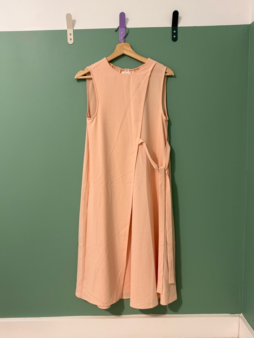 Oak + Fort Sleeveless Peach Midi Dress with Side Tie